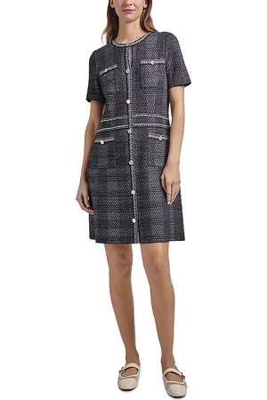 Misook Plaid Button Front Sheath Dress