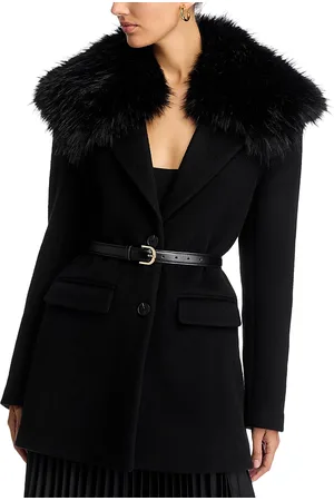 Self-Portrait Faux Fur Collar Coat