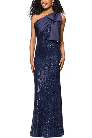 Aqua Long Sequinned Bow Dress