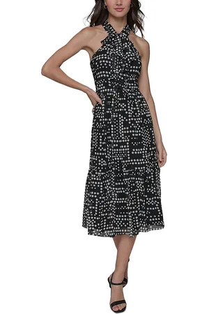 Karl Lagerfeld Printed Halter Neck Midi Dress