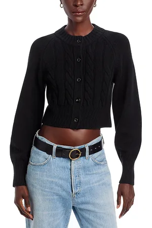 Toccin Rita Wool Blend Crewneck Cable Knit Cardigan Sweater