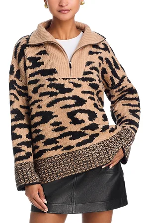 Aqua Half Zip Leopard Sweater