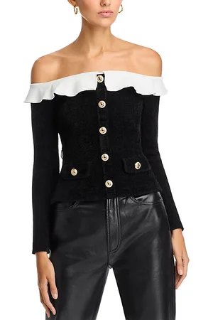 Self-Portrait Chenille Knit Off-the-Shoulder Top