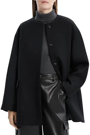 THEORY Collarless Cape Wool Coat