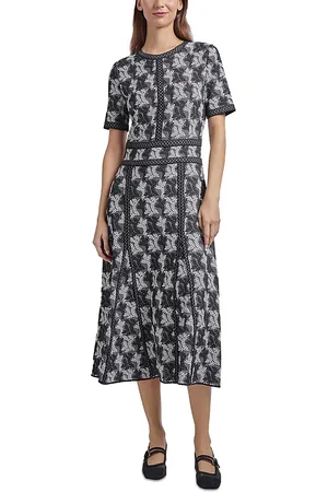 Misook Printed Short Sleeve Midi Dress