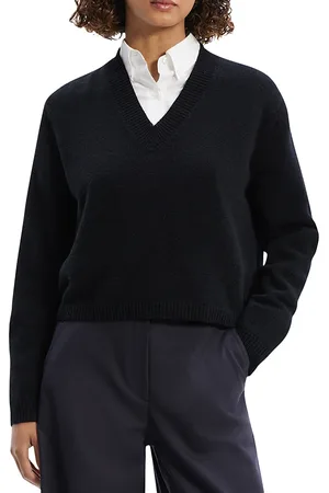 THEORY Cashmere Cropped V Neck Sweater