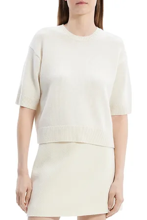 THEORY Cashmere Cropped Short Sleeve Sweater