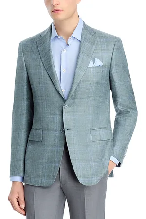 CANALI Siena Wool, Silk & Linen Plaid Classic Fit Sport Coat