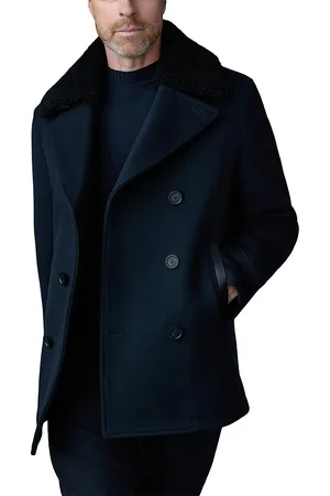 Mackage Wool Shearling Collar Peacoat