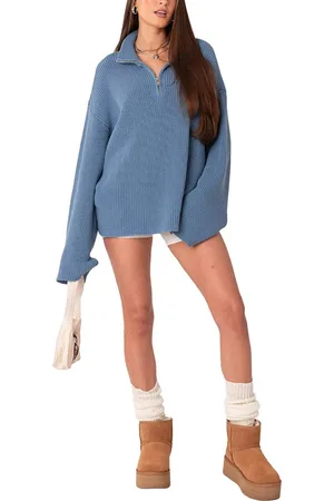 Edikted Amour High Neck Oversized Zip Sweater