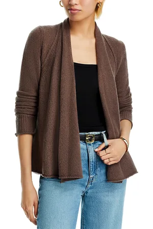 Aqua Cashmere Drape Front Cardigan
