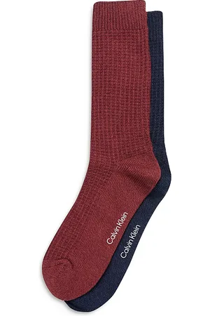 Calvin Klein Combed Cotton Blend Waffle Knit Crew Socks, Pack of 2