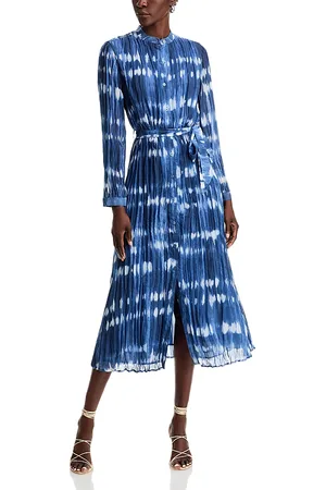 Bella Dahl Printed Tie Waist Pleated Maxi Dress