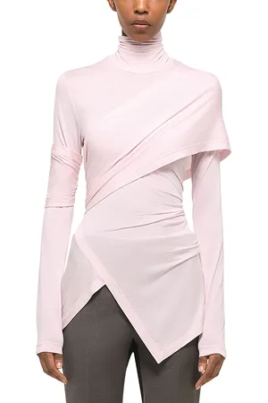 Helmut Lang Asymmetric Draped Turtleneck Top