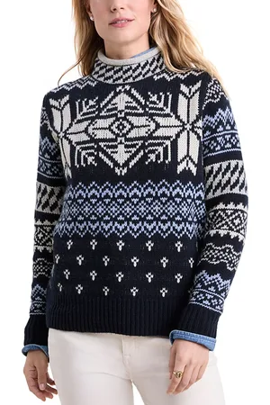 Vineyard Vines Patchwork Fair Isle Roll Neck Sweater