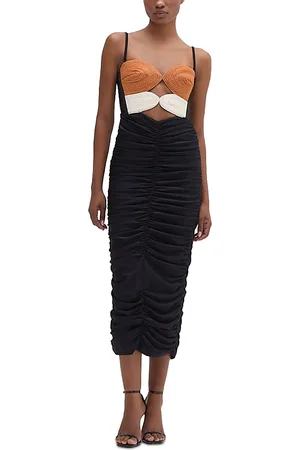 PATBO Braided Bodice Midi Dress
