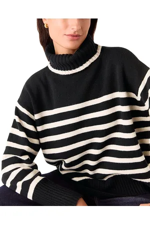 Whistles High Neck Striped Wool Sweater