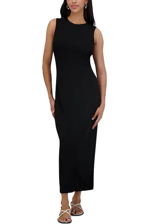 Point Sleeveless Crewneck Straight Dress