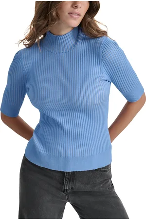 DKNY Mock Neck Ribbed Sweater