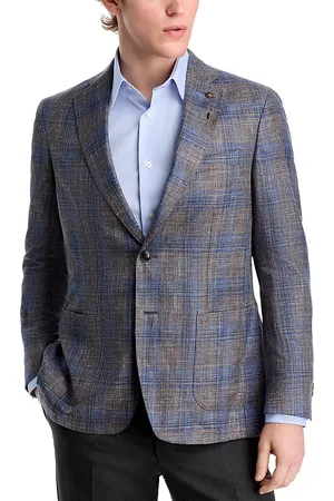 Peter Millar Dawson Regular Fit Plaid Soft Wool Silk Blend Jacket