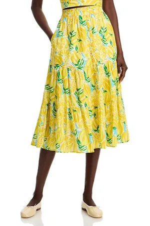 Aqua Tiered Midi Skirt