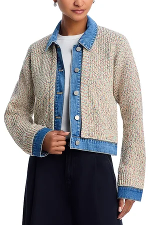 BLANK NYC Mixed Media Denim Knit Jacket