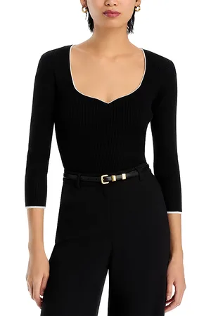 ELIE TAHARI Three Quarter Sleeve Sweetheart Neck Top