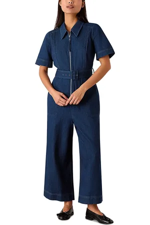 Whistles Petites Pintuck Belted Jumpsuit