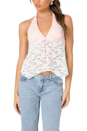 Edikted Esme Sheer Lace Halter Top