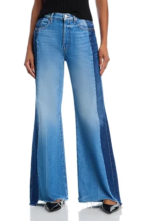 Mother The Tuxedo Sidestepper Sneak Fray High Rise Wide Leg Jeans in