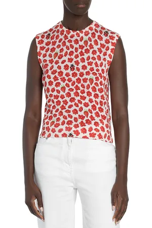 VERSACE Silk Sleeveless Knit Top