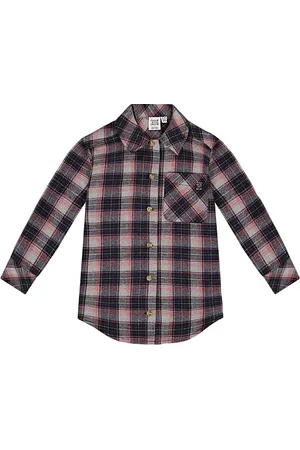 Deux par Deux Long Sleeve Plaid Button Front Tunic Flannel Shirt