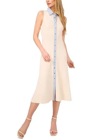 CE&CE Denim Trim Ribbed Midi Dress