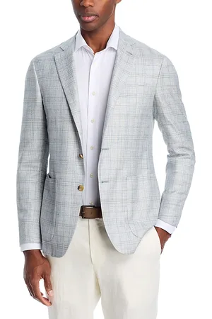 CANALI Kei Wool, Silk & Linen Plaid Unstructured Regular Fit Sport Coat