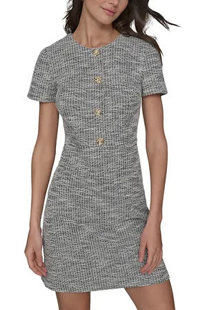 Karl Lagerfeld Knit Tweed A-Line with Flower Buttons