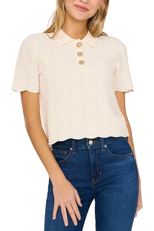 CE&CE Scallop Texture Cropped Polo Shirt