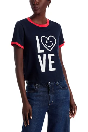 Cinq A Sept Love Heart Smiley Ringer Tee