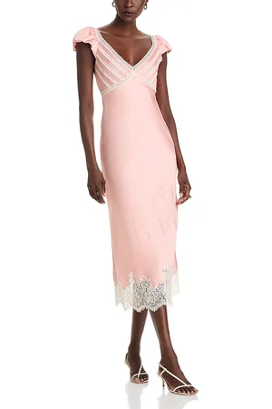 LOVESHACKFANCY Brinkley Lace Trim Slip Dress