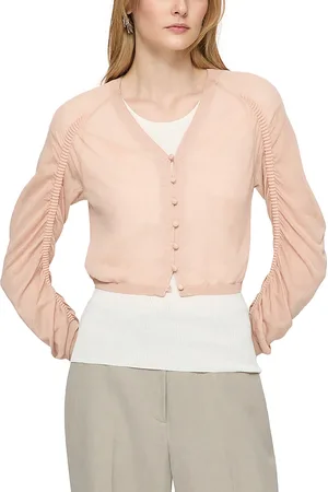 Lafayette 148 New York Ruched Sleeve Cropped Cardigan