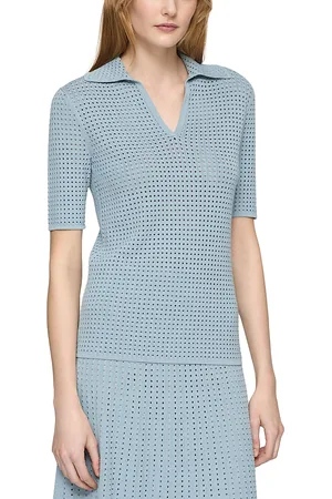 Lafayette 148 New York Pointelle Stitch Polo Shirt