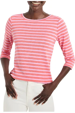 NZT by NIC+ZOE Three Quarter Sleeve Stripe Boat Neck Tee