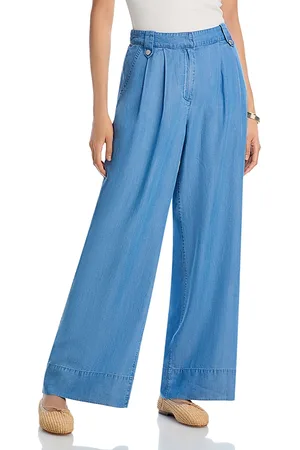 Aqua Chambray Wide Leg Pants