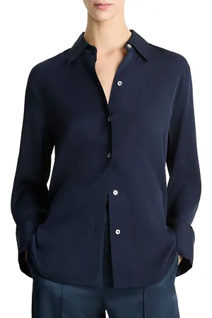 Vince Long Sleeved Button Down Silk Blend Blouse