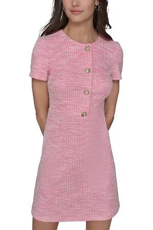 Karl Lagerfeld Knit Tweed A-Line with Flower Buttons