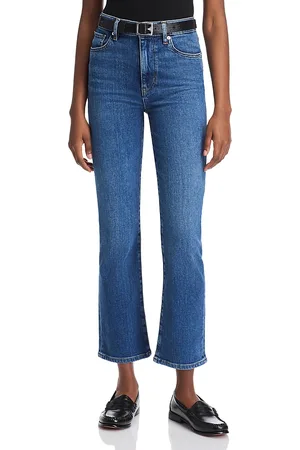 Frame Le Sleek Straight Fit High Rise Cropped Jeans in Thunderstorm
