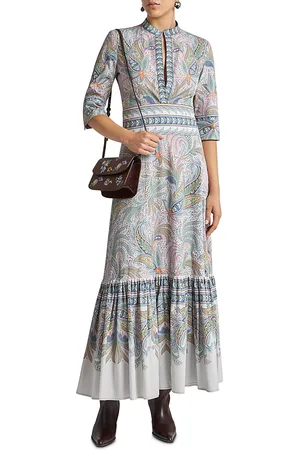 Etro Printed Split Neck Maxi Dress