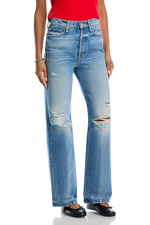 Mother The Rambler Sneak High Rise Wide Straight Jeans in