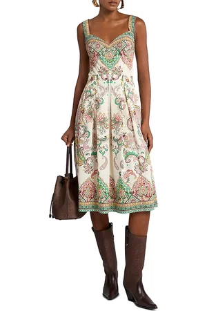 Etro Printed Sweetheart Midi Dress