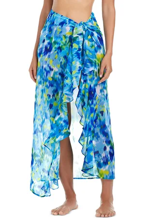 Bleu Rod Beattie Chiffon Long Ruffle Sarong Cover-Up