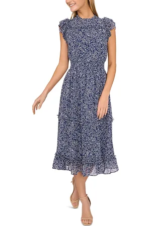 CE&CE Flutter Sleeve Smocked Midi Dress